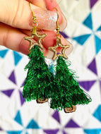Christmas Tree FSL FRINGE Earrings - In the Hoop Freestanding Lace Earrings