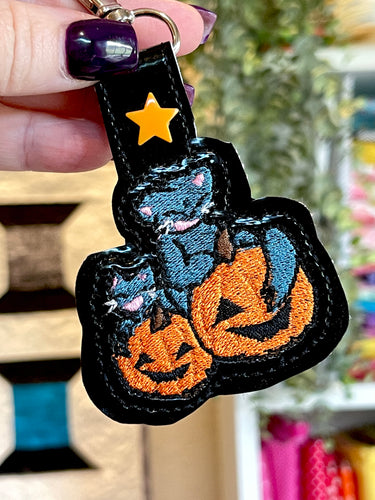 Happy Cats and Pumpkins Snap Tab Bag Tag 4X4