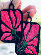 Jellyflower2 FSL Earrings - Abstract Floral In the Hoop Freestanding Lace Earrings