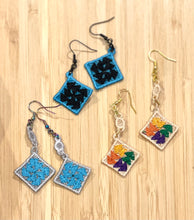 Flying Geese Quilt Block Dangle Boucles d’oreilles SET- Dans le cerceau Boucles d’oreilles en dentelle autoportantes