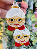 Boucles d’oreilles Santa Face FSL - Boucles d’oreilles en dentelle autoportantes In the Hoop