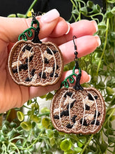 Leopard Pumpkin FSL Earrings - Freestanding Lace Earring Design - In the Hoop Embroidery Project