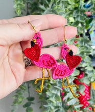 Flamingo LOVE  FSL Earrings - In the Hoop Freestanding Lace Earrings