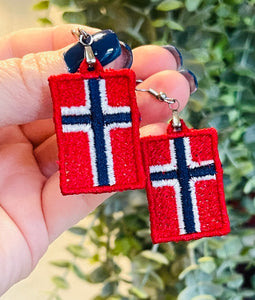 Tiny Norway Flag FSL Earrings - In the Hoop Freestanding Lace Earrings