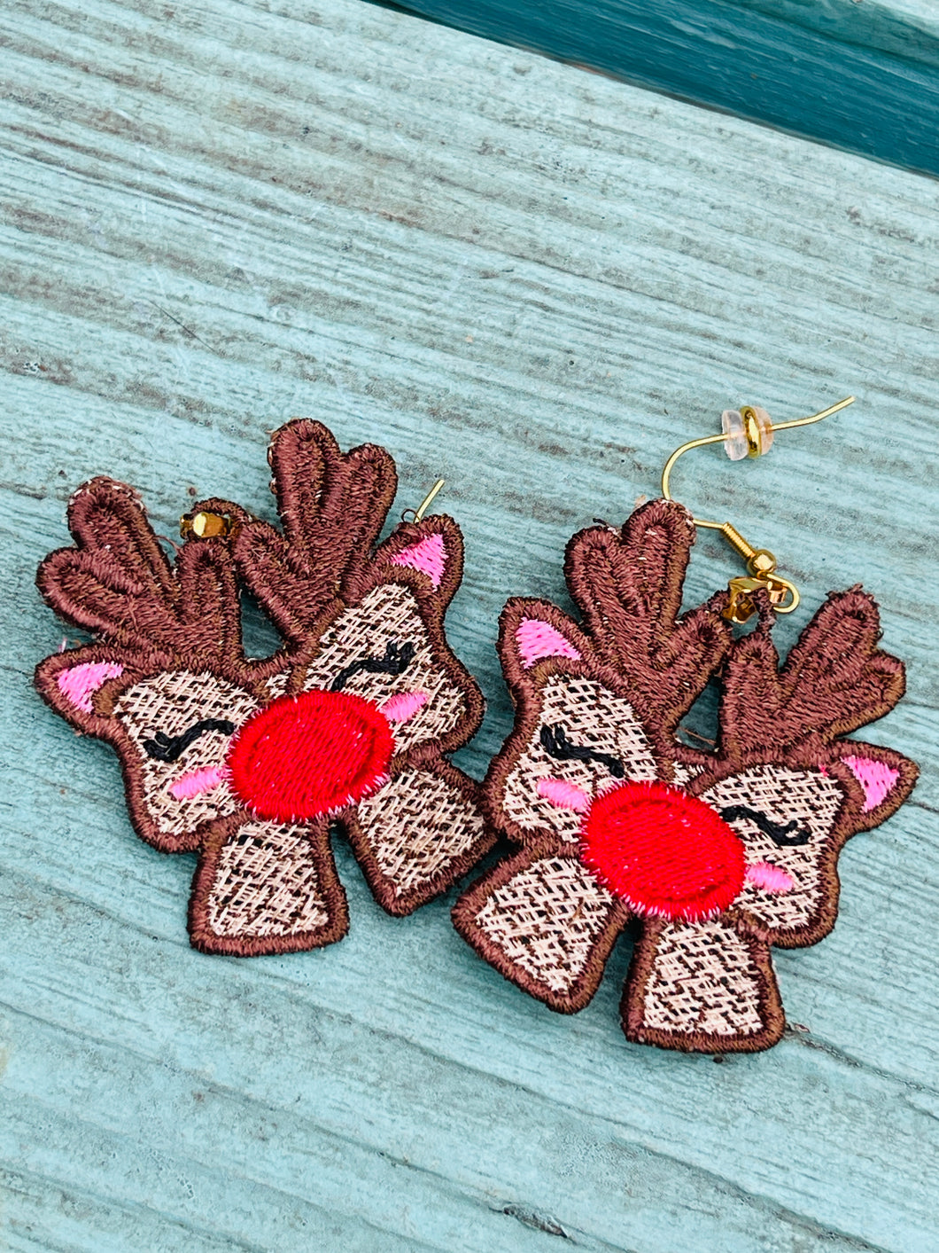 Reindeer Bow FSL Earrings - In the Hoop Freestanding Lace Earrings