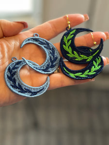 Leafy Moon FSL Earrings - In the Hoop Freestanding Lace Earrings