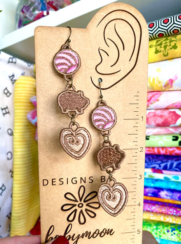 Pan Dulce Dangles FSL Pendientes SET- En los pendientes de encaje independientes del aro