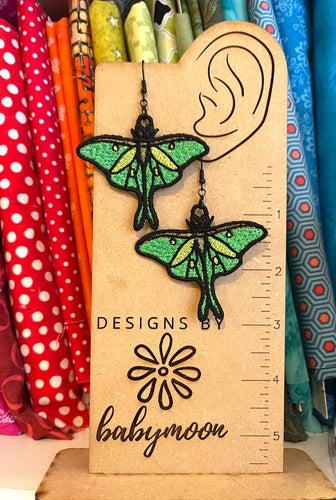 Luna Moth FSL Earrings - In the Hoop Freestanding Lace Earrings