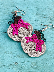 Pendientes Princess Pumpkin FSL - Diseño de pendientes de encaje independientes - En el proyecto de bordado de aro