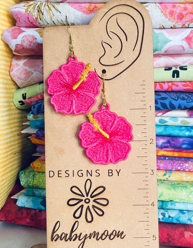 Hibiscus FSL Earrings - In the Hoop Freestanding Lace Earrings