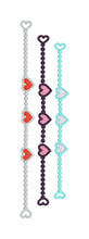 FSL Triple Heart Strings Bracelet Length - In the Hoop Freestanding Lace Bracelet in Three Sizes