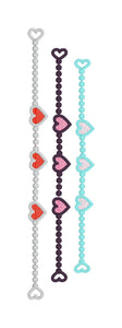 FSL Triple Heart Strings Bracelet Length - In the Hoop Freestanding Lace Bracelet in Three Sizes