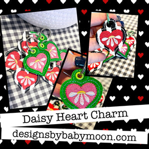 Daisy Heart Charm for 4x4 hoops