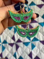 Pendientes FSL de máscaras de Mardi Gras - Pendientes de encaje independientes en el aro