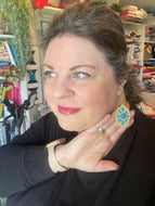 Turquoise Gems FSL Earrings SET- In the Hoop Freestanding Lace Earrings