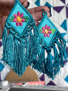 Fiesta Diamond FELTY FSL Earrings - In the Hoop Freestanding Lace Earrings