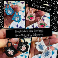 Boucles d’oreilles Teacup FSL - Conception de boucles d’oreilles en dentelle autoportantes - Dans le projet de broderie Hoop
