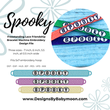 FSL Friendship Bracelet Spooky - In the Hoop Freestanding Lace Bracelet in Three Sizes