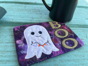 Boo Ghost Applique Mug Rug