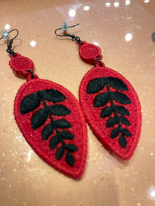 Drop Leaf Dangles FSL Earrings - In the Hoop Freestanding Lace Earrings