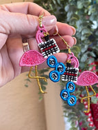 Bingo Flamingo FSL Earrings - In the Hoop Freestanding Lace Earrings