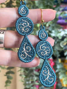 Triple Dipper FSL Earrings - In the Hoop Freestanding Lace Earrings