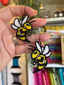 Hornet/Wasp FSL Earrings- In the Hoop Freestanding Lace Earrings