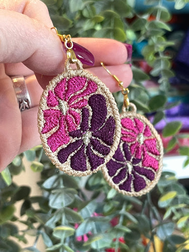 Flower Trip FSL Earrings - Abstract Floral In the Hoop Freestanding Lace Earrings