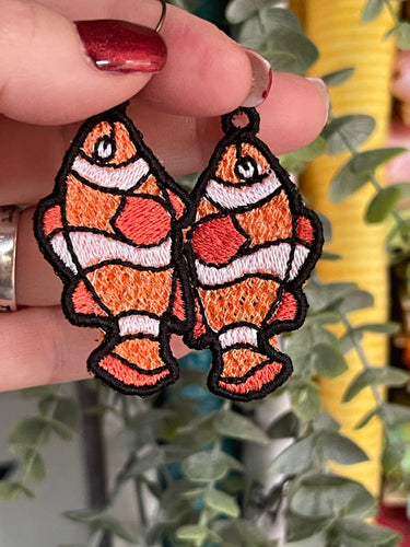 Clownfish FSL Earrings- In the Hoop Freestanding Lace Earrings