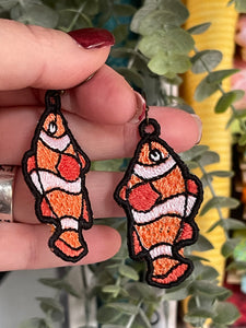 Clownfish FSL Earrings- In the Hoop Freestanding Lace Earrings