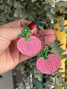 Princess Pumpkin FSL Earrings - Freestanding Lace Earring Design - In the Hoop Embroidery Project