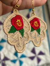 Floral Oak Leaf FSL Earrings - Freestanding Lace Earring Design - In the Hoop Embroidery Project