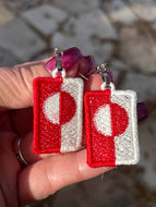 Tiny Greenland Flag FSL Earrings - In the Hoop Freestanding Lace Earrings