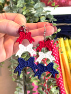 Red White and Blue Bow TRIO FSL Earrings In the Hoop Freestanding Lace Earrings