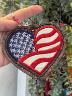 Wavy American Heart Ornament Embroidery Design | Patriotic Applique Ornament | USA 250 Machine Embroidery File