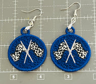 Racing Flag FSL Earrings - Abstract Floral In the Hoop Freestanding Lace Earrings