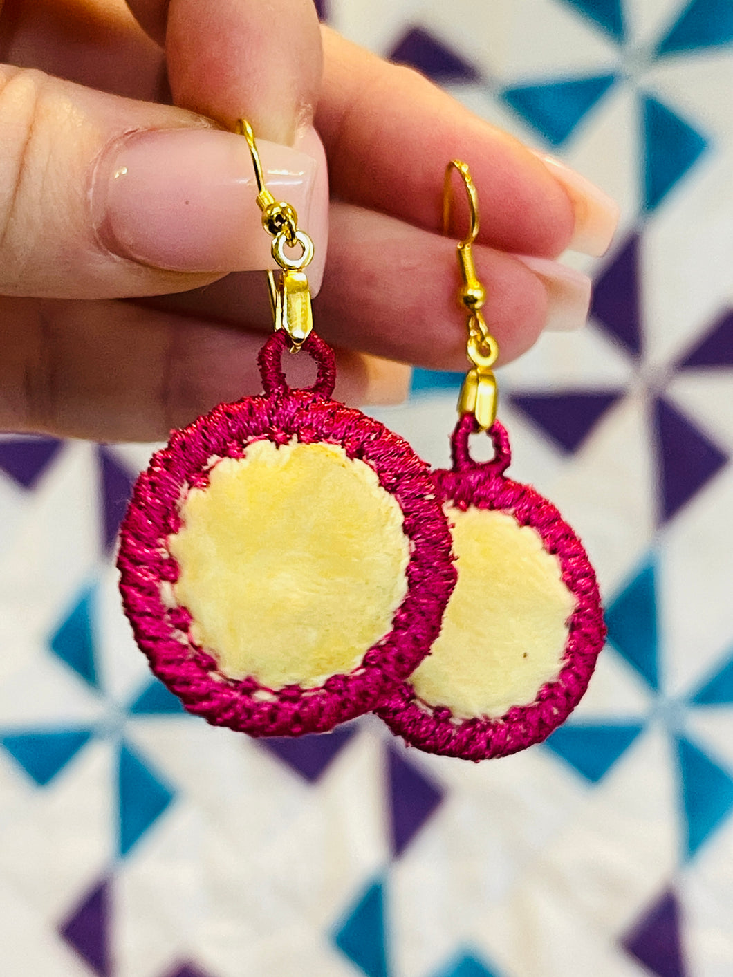 Fuzzy Dot FSL Earrings - In the Hoop Freestanding Lace Earrings Featuring PRECUT Plush Fabric