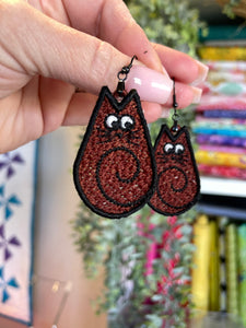 Derpy Cat FSL Earrings - In the Hoop Freestanding Lace Earrings