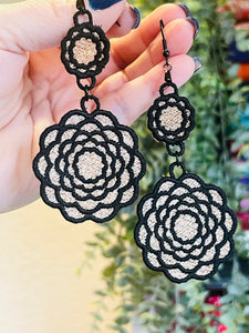 Dahlia Dangles FSL Earrings - In the Hoop Freestanding Lace Earrings