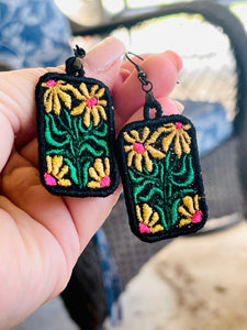 Jellyflower3 FSL Earrings - Abstract Floral In the Hoop Freestanding Lace Earrings