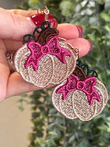 Pendientes Princess Pumpkin FSL - Diseño de pendientes de encaje independientes - En el proyecto de bordado de aro