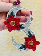 Poinsettia Moon FSL Rivet Earrings - In the Hoop Freestanding Lace Earrings