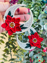 Poinsettia Moon FSL Rivet Earrings - In the Hoop Freestanding Lace Earrings