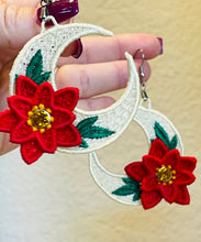 Poinsettia Moon FSL Rivet Earrings - In the Hoop Freestanding Lace Earrings