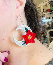 Poinsettia Moon FSL Rivet Earrings - In the Hoop Freestanding Lace Earrings
