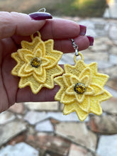 Sunflower FSL Rivet Earrings - In the Hoop Freestanding Lace Earrings