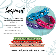 FSL Friendship Bracelet Leopard- In the Hoop Freestanding Lace Bracelet in Three Sizes