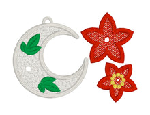 Poinsettia Moon FSL Rivet Earrings - In the Hoop Freestanding Lace Earrings