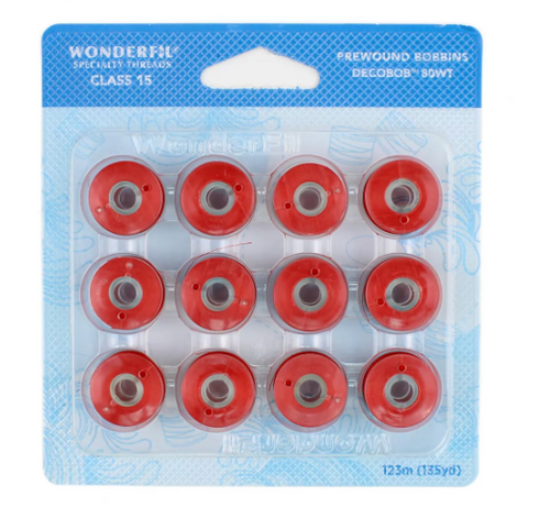 DecoBOB Prewound Bobbins Size 15 COLOR RED 202