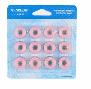 DecoBOB Prewound Bobbins Size 15 COLOR Soft Pink 205